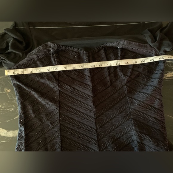 Joseph Ribkoff black mess, black beads, stretch, long sleeve dress top - Picture 6 of 6